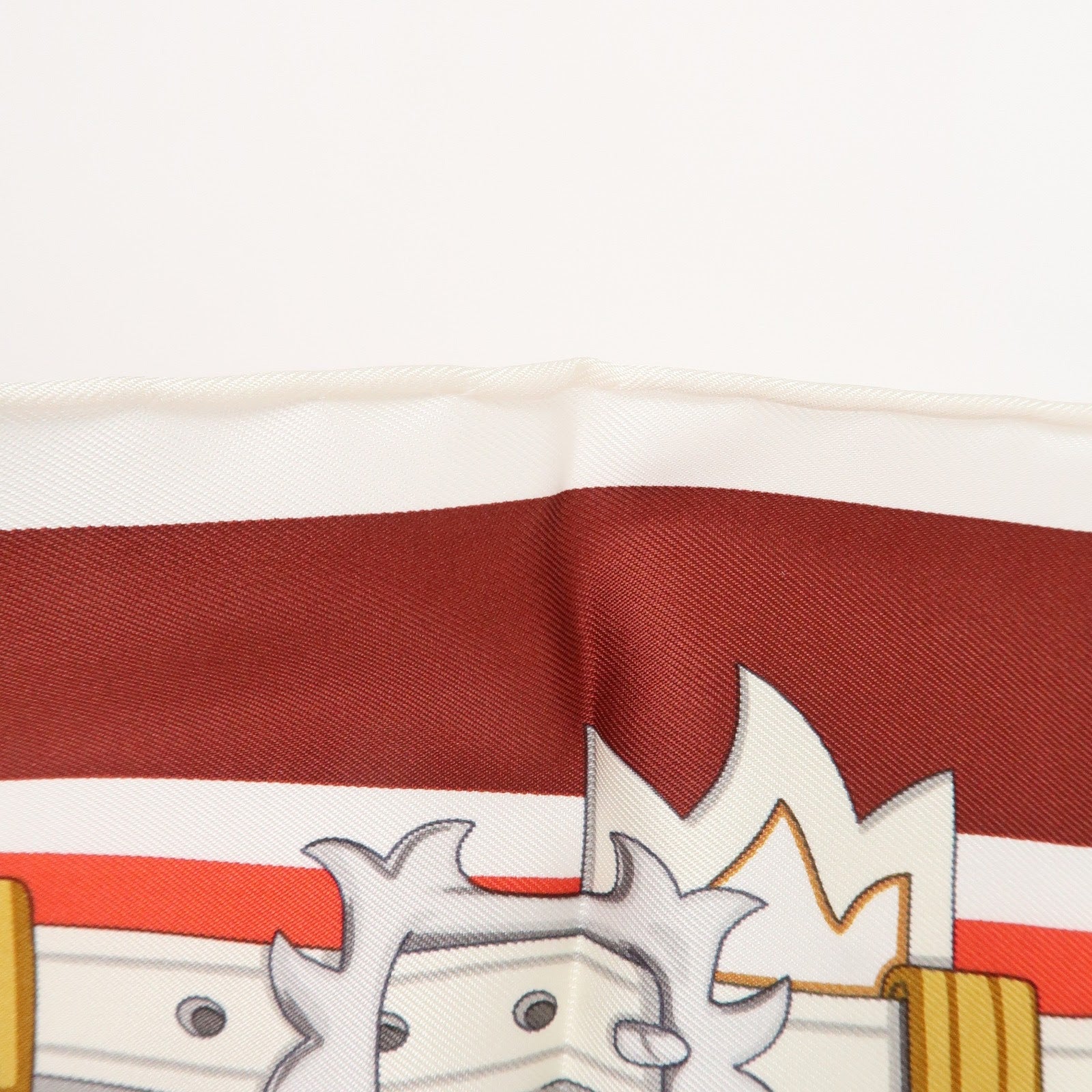 HERMES Carre 90 Silk 100% BRIDES ET DESTIN Red Used