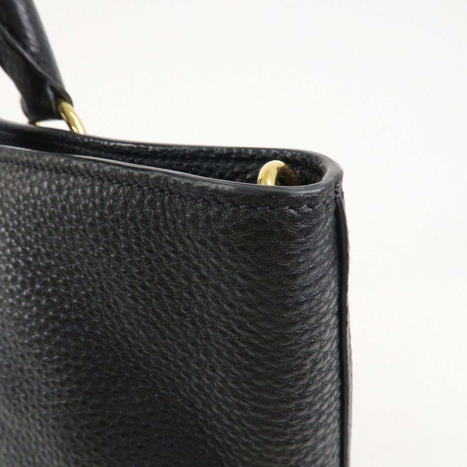 PRADA Vitello Daino Leather 2Way Tote Bag Shoulder Bag Black BN1713