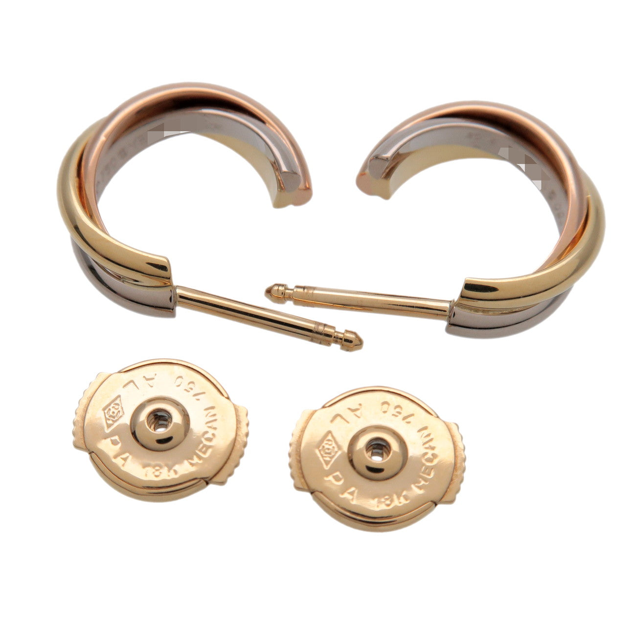 Cartier Trinity Earrings K18 750 White Gold Rose Gold Yellow Gold