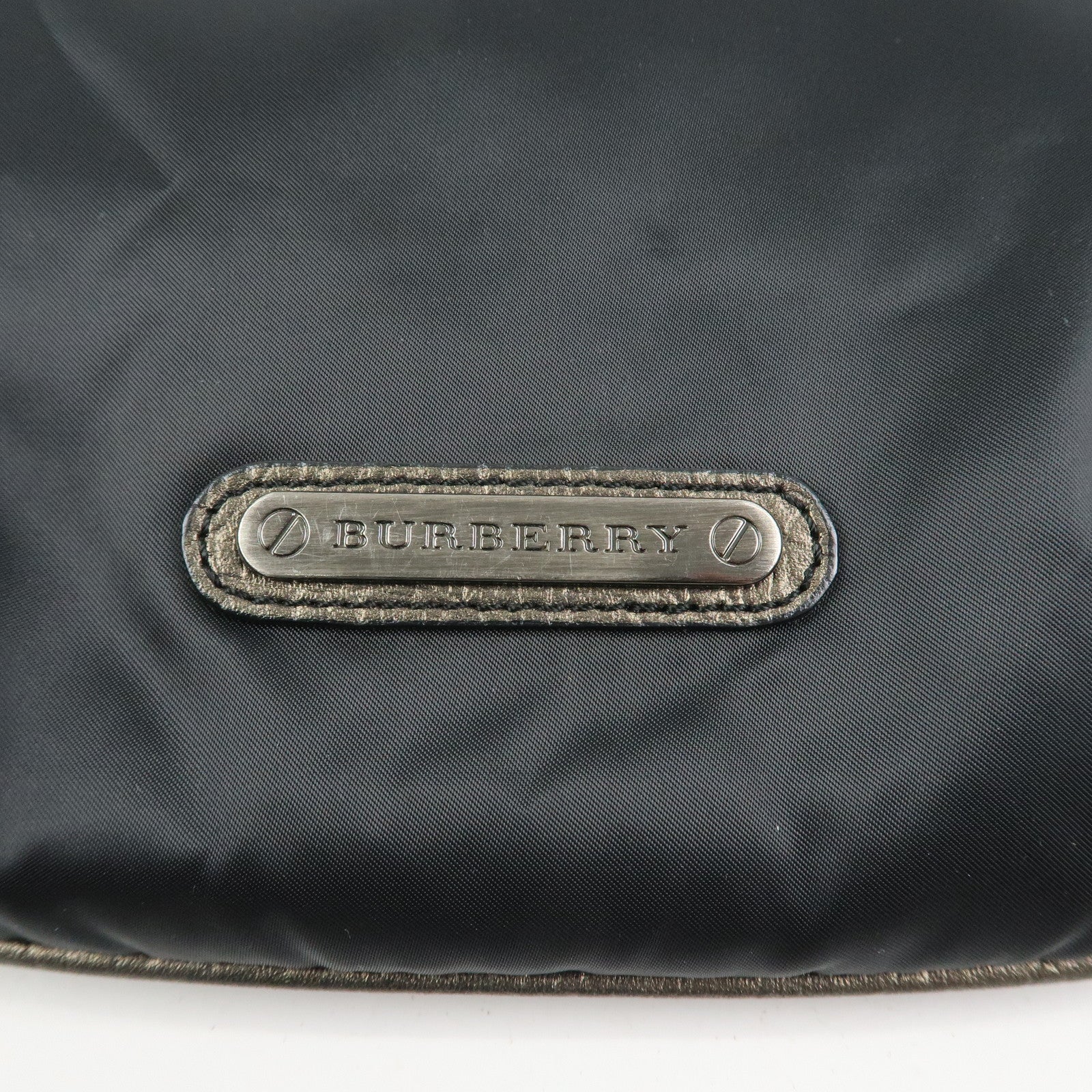 BURBERRY Logo Nylon Leather Shoulder Bag Crossbody Black