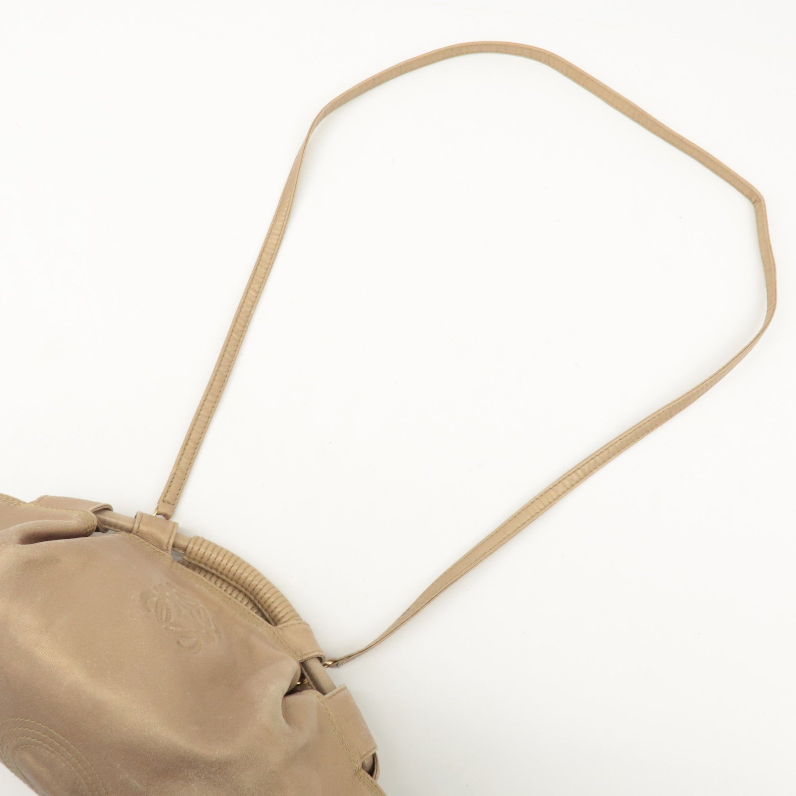 LOEWE Anagram Leather Mini Nappa Aire Hand Bag Tote Bag Gold Used