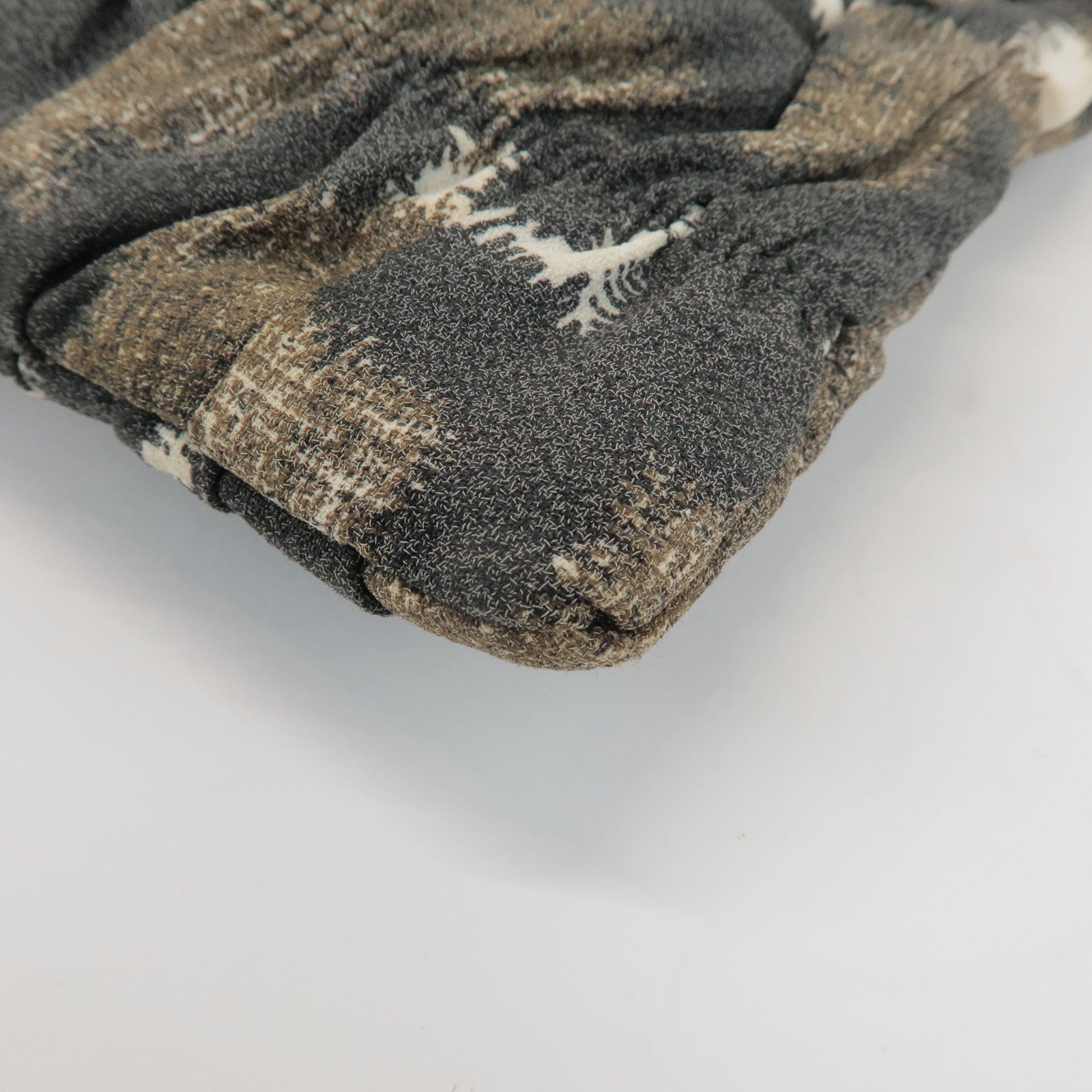 PRADA Logo Canvas Camouflage Gathered Design Clutch Bag Khaki Black