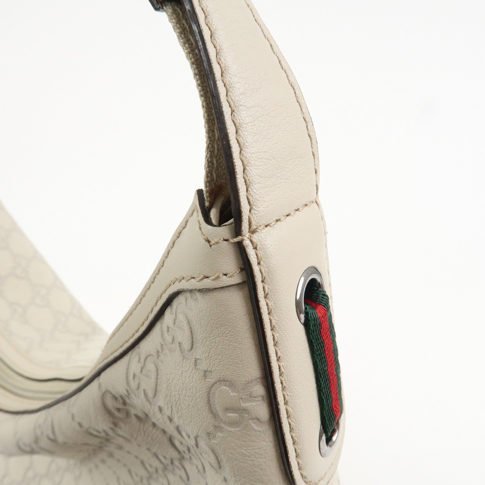GUCCI Sherry Guccissima Leather Shoulder Bag Hand Bag Ivory 293596