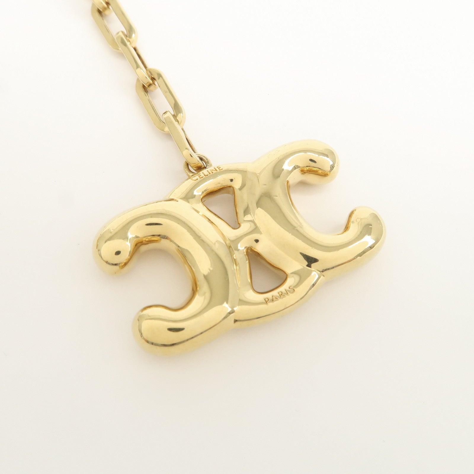 CELINE Triomphe Metal Bag Charm Key Holder Key Charm Gold