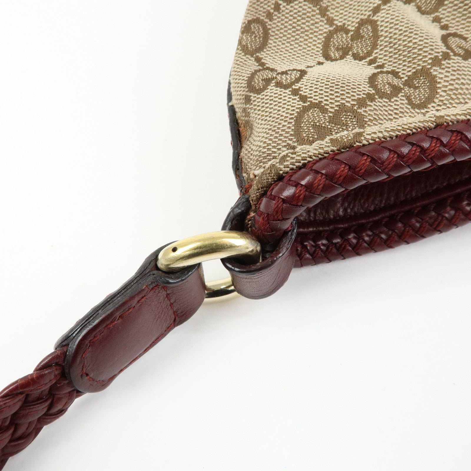 GUCCI Marrakech GG Canvas Leather Tassel Shoulder Bag Beige 257026