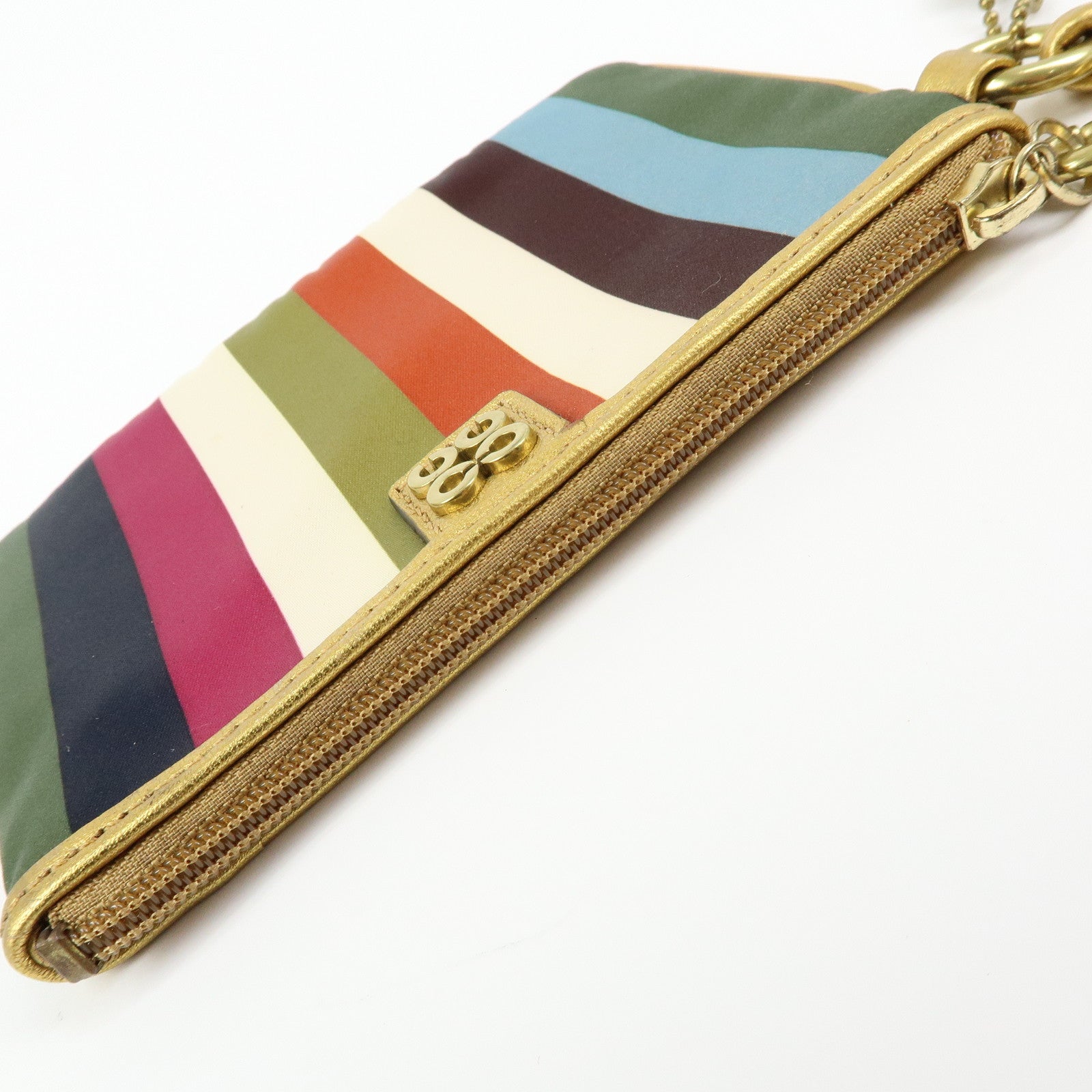COACH Signature Set of 3 Pouch Cosmetic Case Red Brown Multicolor