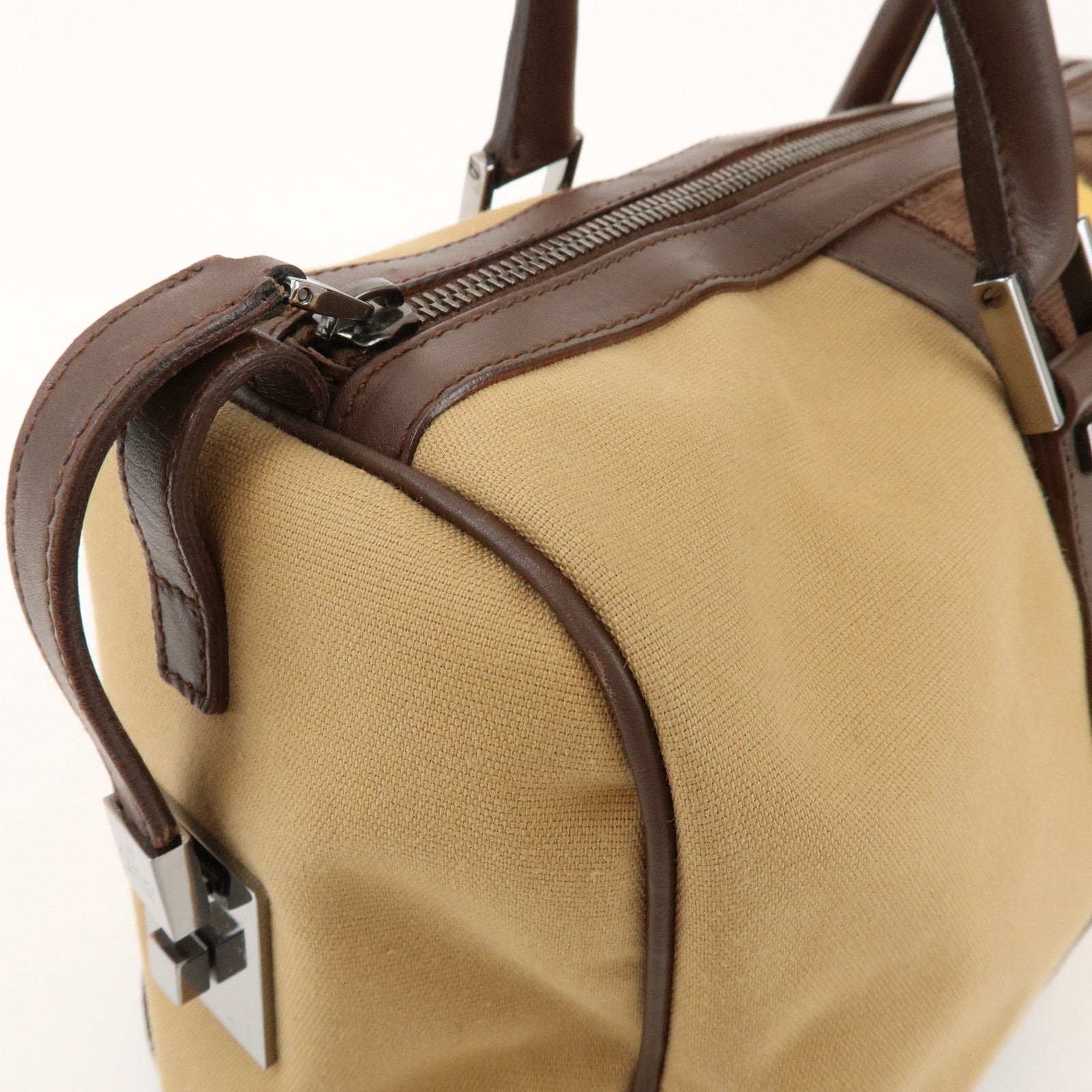 GUCCI Sherry Canvas Leather Boston Hand Bag Brown 000.0846.200047