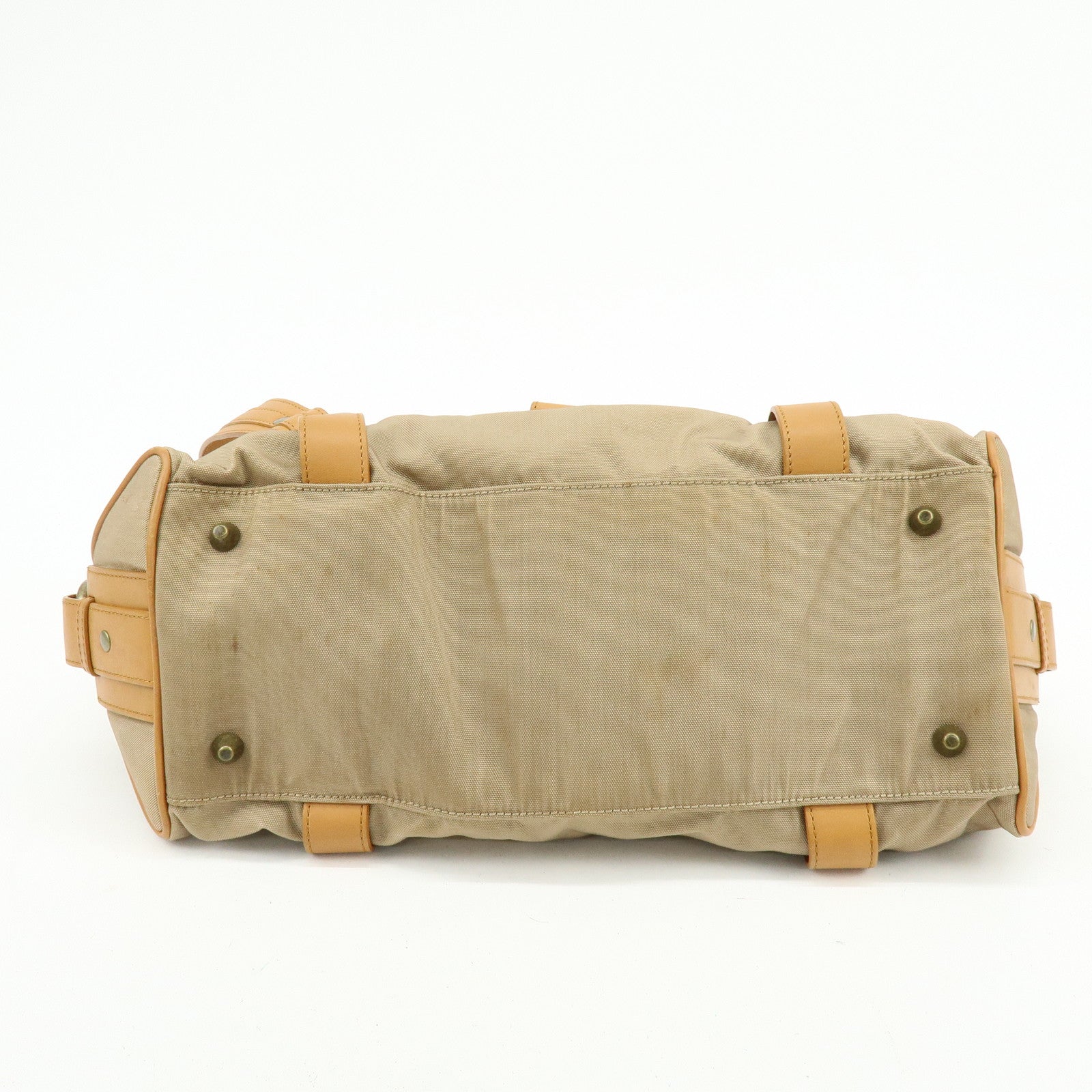 BURBERRY Canvas Leather Shoulder Bag Beige Light Brown