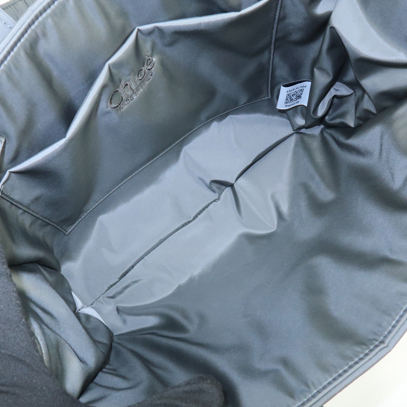 Chloe Woody Nylon Tote Bag Shoulder Bag Gray