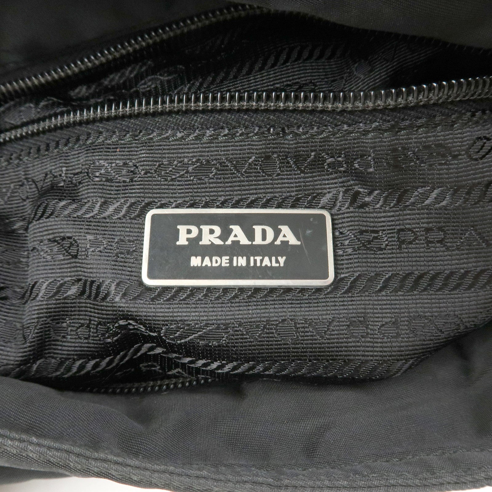 PRADA Nylon Saffiano Leather Shoulder Bag Black VA0269