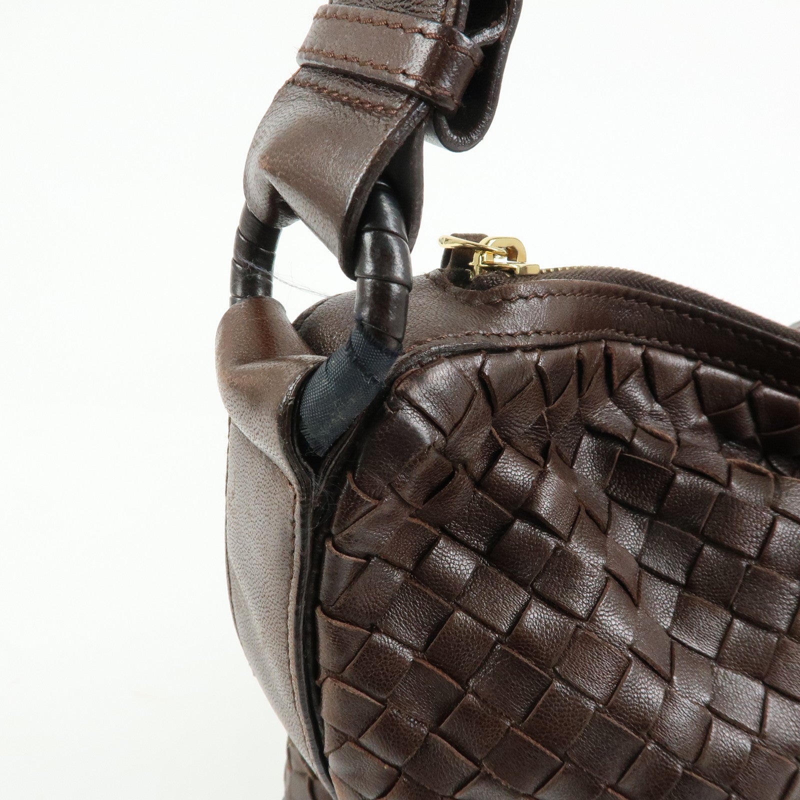 BOTTEGA VENETA Intrecciato Leather Shoulder Bag Brown 115658