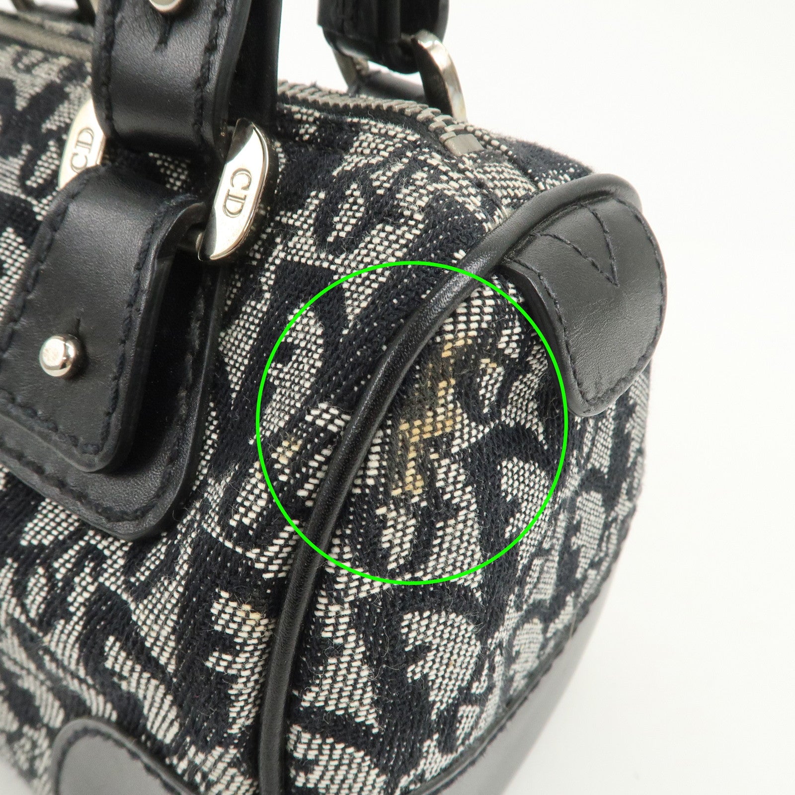 Christian Dior Trotter Canvas Leather Boston Bag Black