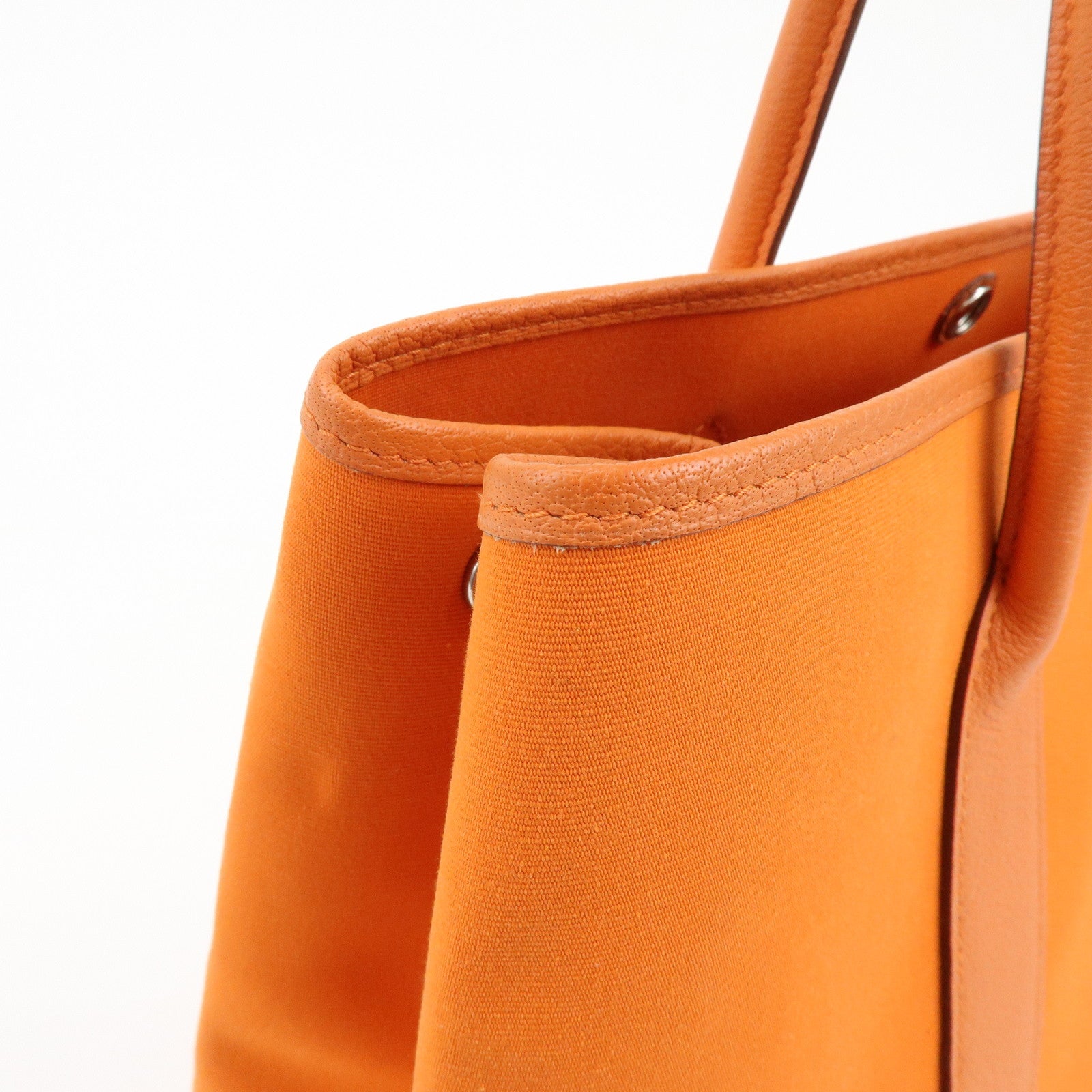 HERMES Garden Party PM Toile Officier Leather □Q Stamped Tote Bag