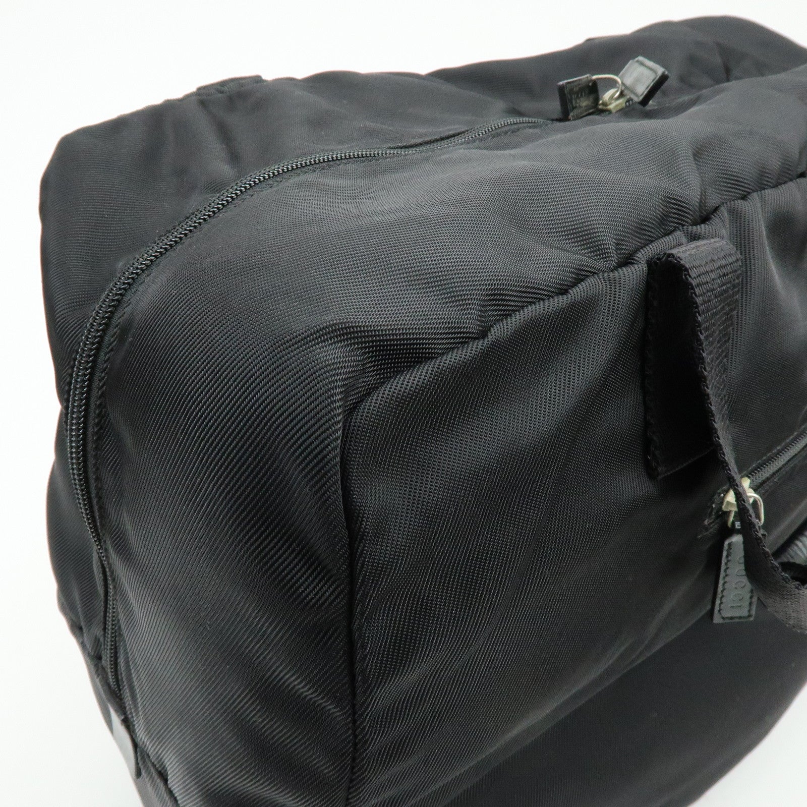 GUCCI Nylon Leather Boston Bag Shoulder Bag Black 012・0389・002058