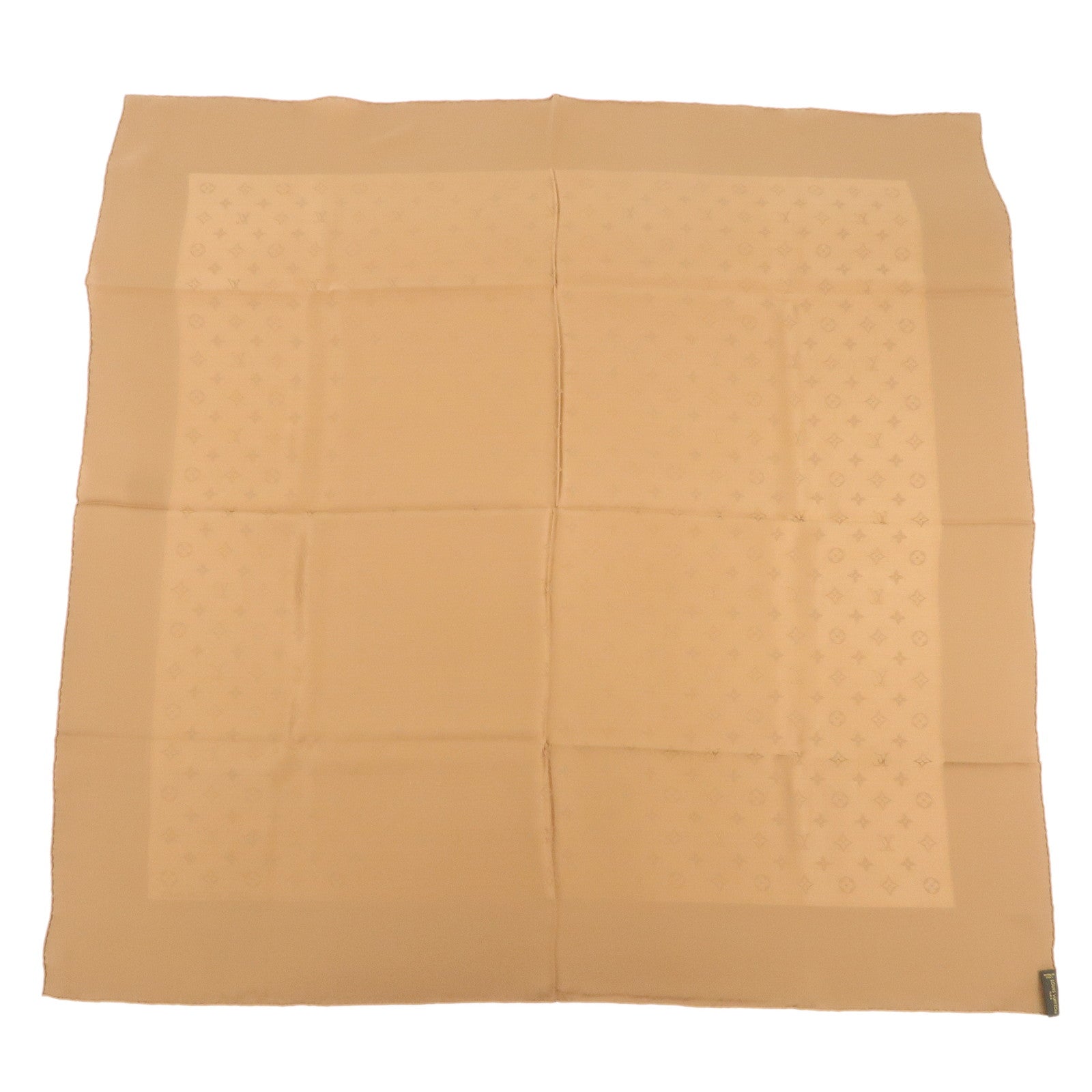 Louis Vuitton Monogram Logo Silk 100％ Scarf Caramel