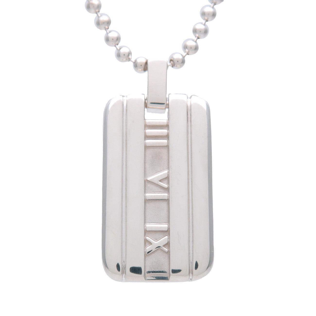 Tiffany & Co Atlas Plate Ball Chain Necklace SV925 Silver