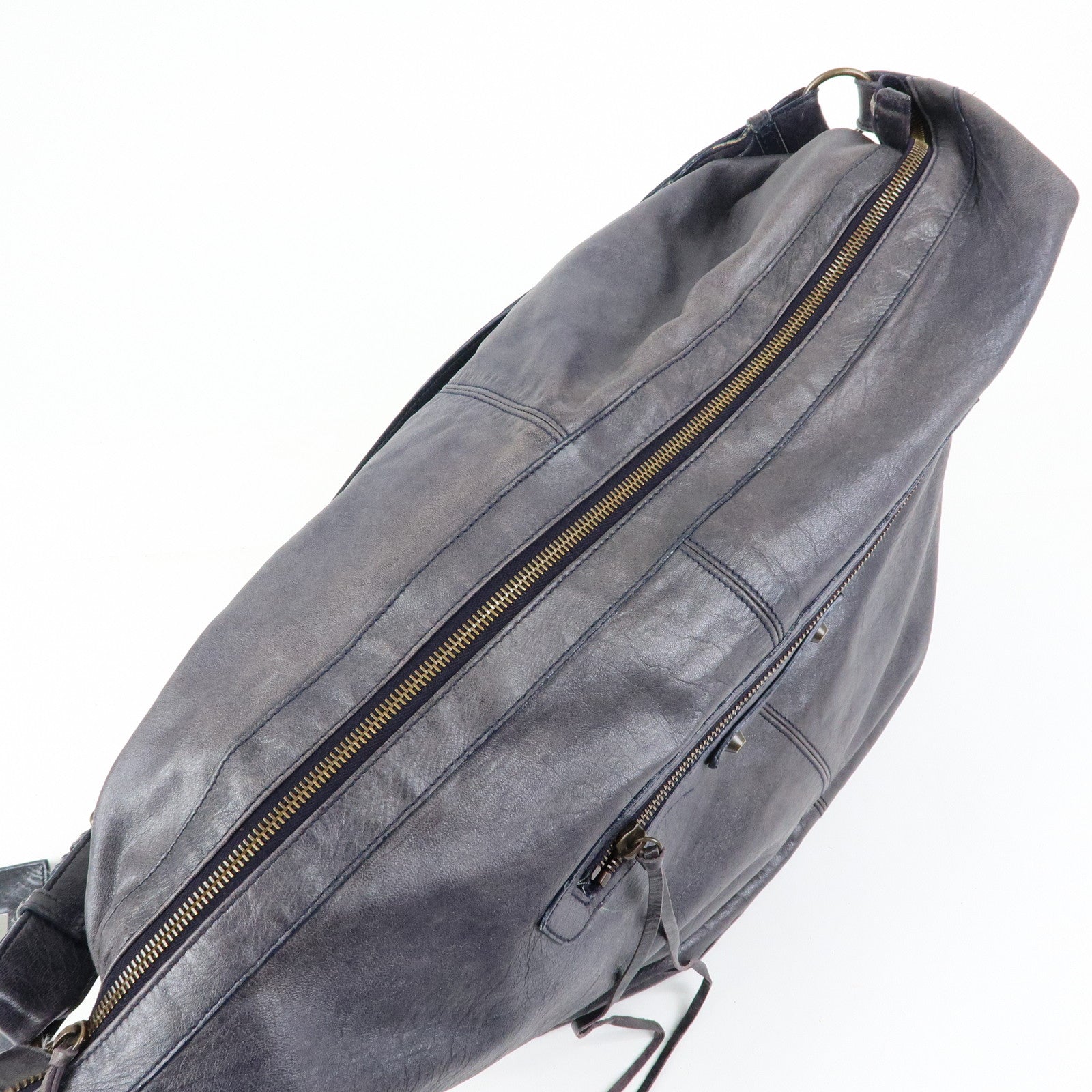 BALENCIAGA Classic Courier XL Leather Shoulder Bag Purple 159671