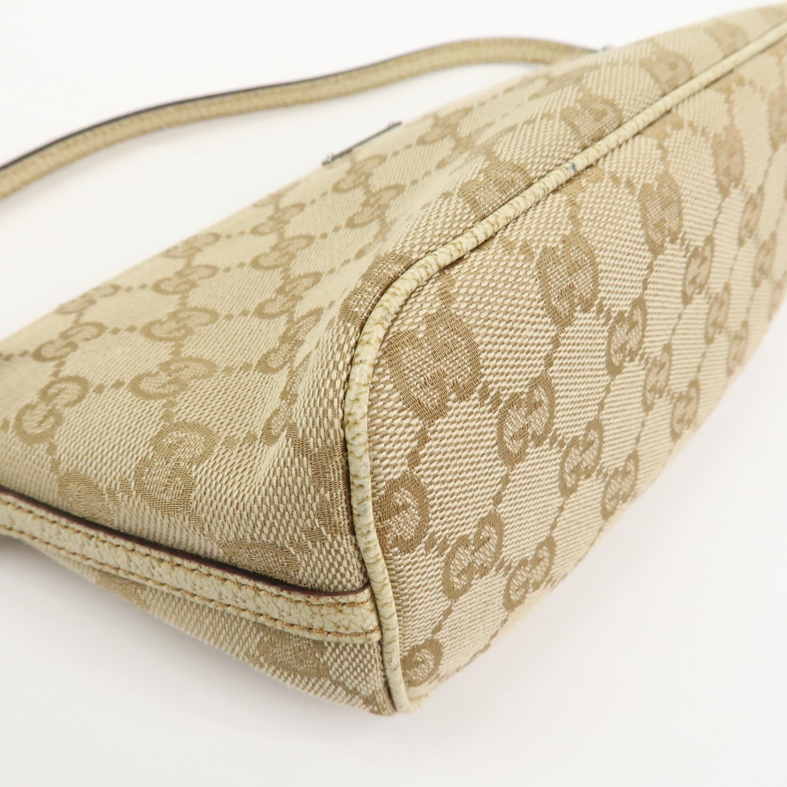 GUCCI Boat Bag GG Canvas Leather Hand Bag Beige 07198
