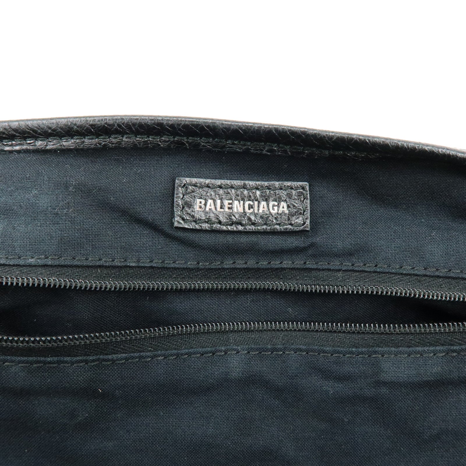 BALENCIAGA Navy Cabas Leather Small Tote Bag Black 339933