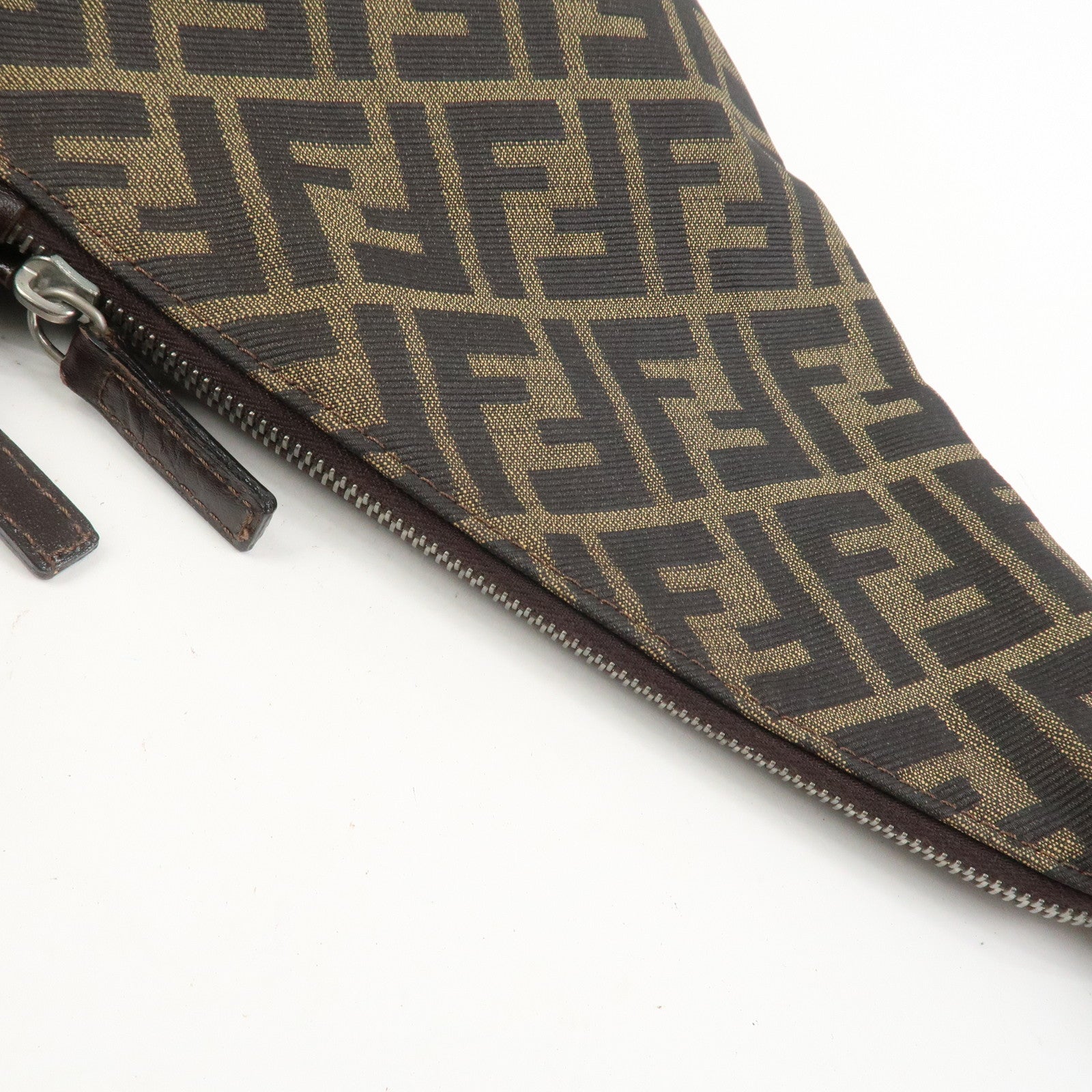 FENDI Zucca Canvas Leather Shoulder Bag Hand Bag Brown 83150870992