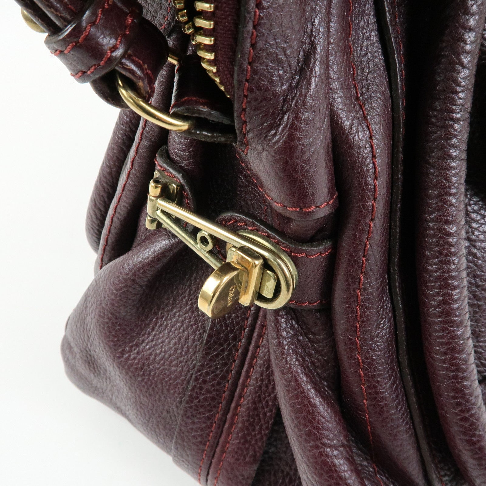 Chloe Paraty Leather 2Way Bag Shoulder Bag Hand Bag Purple