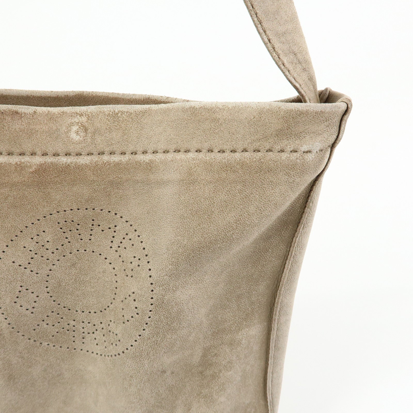HERMES Leather Clou de Selle Shoulder Bag □M Stamped Beige