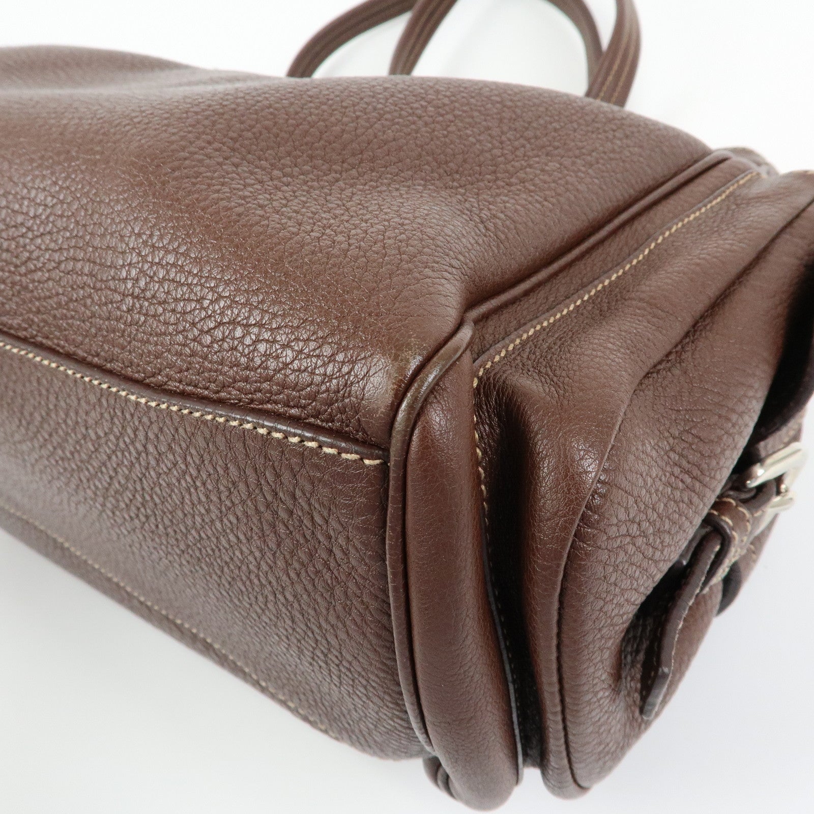 PRADA Vitello Daino Leather Shoulder Bag Tote Bag Brown BR3250