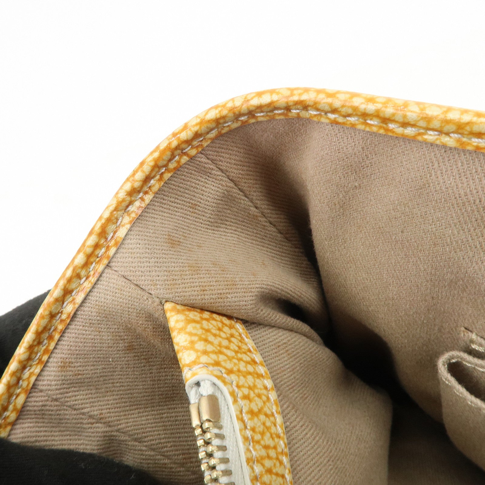 CELINE Macadam Boogie Canvas Leather Hand Bag Red Beige