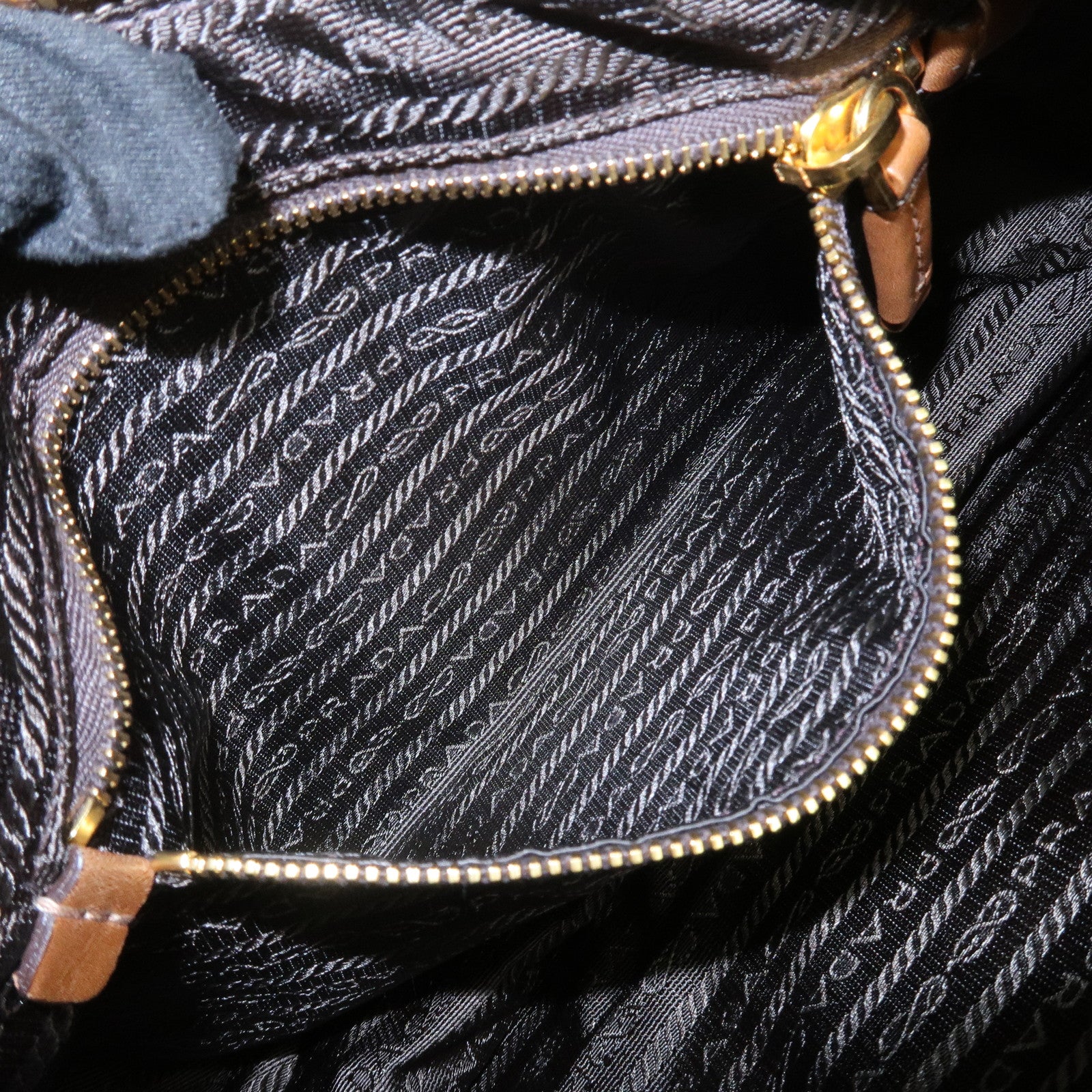 PRADA Triangle Logo Nylon Leather Shoulder Bag Brown BR3043