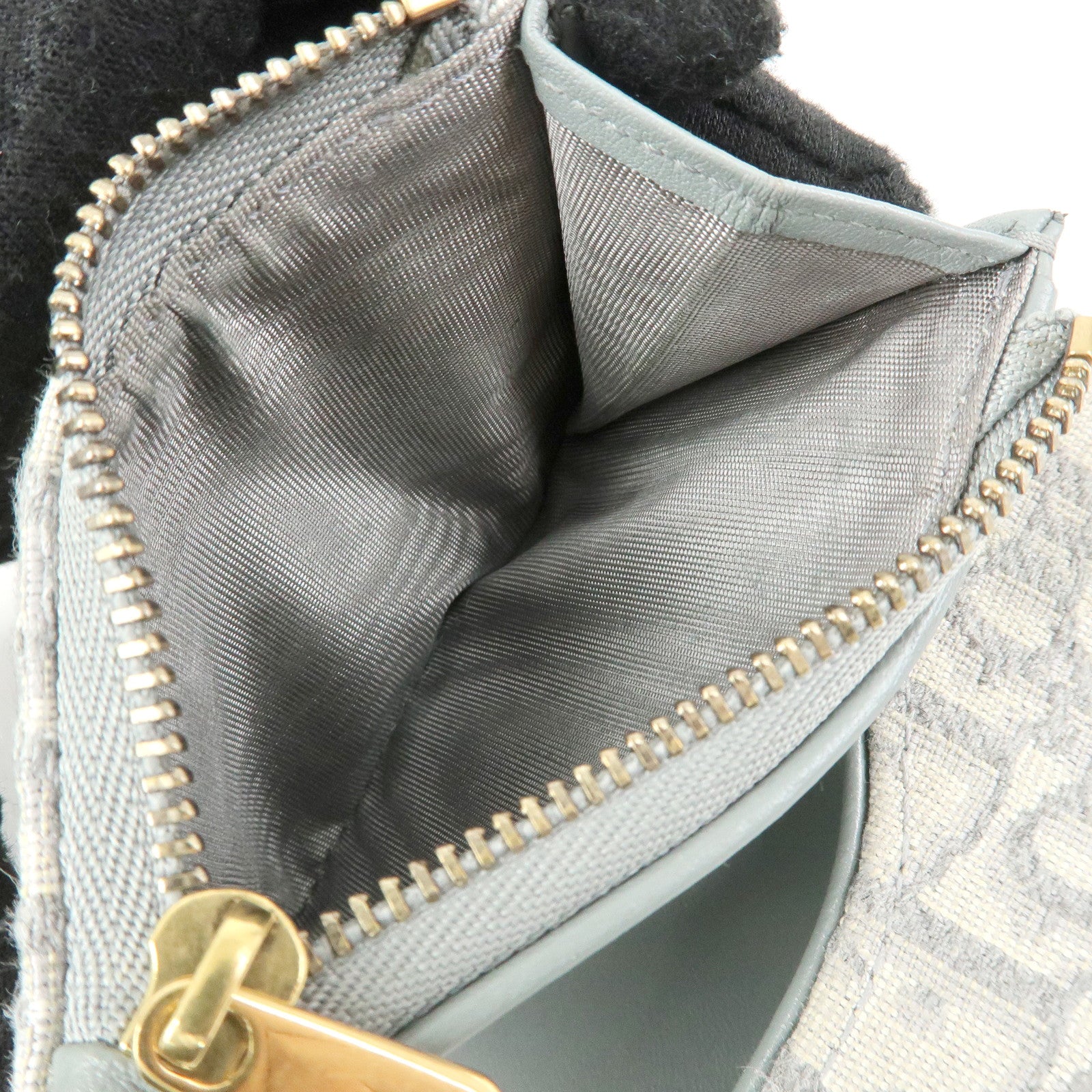 Christian Dior Trotter Jacquard Canvas Bi-fold Compact Wallet Gray