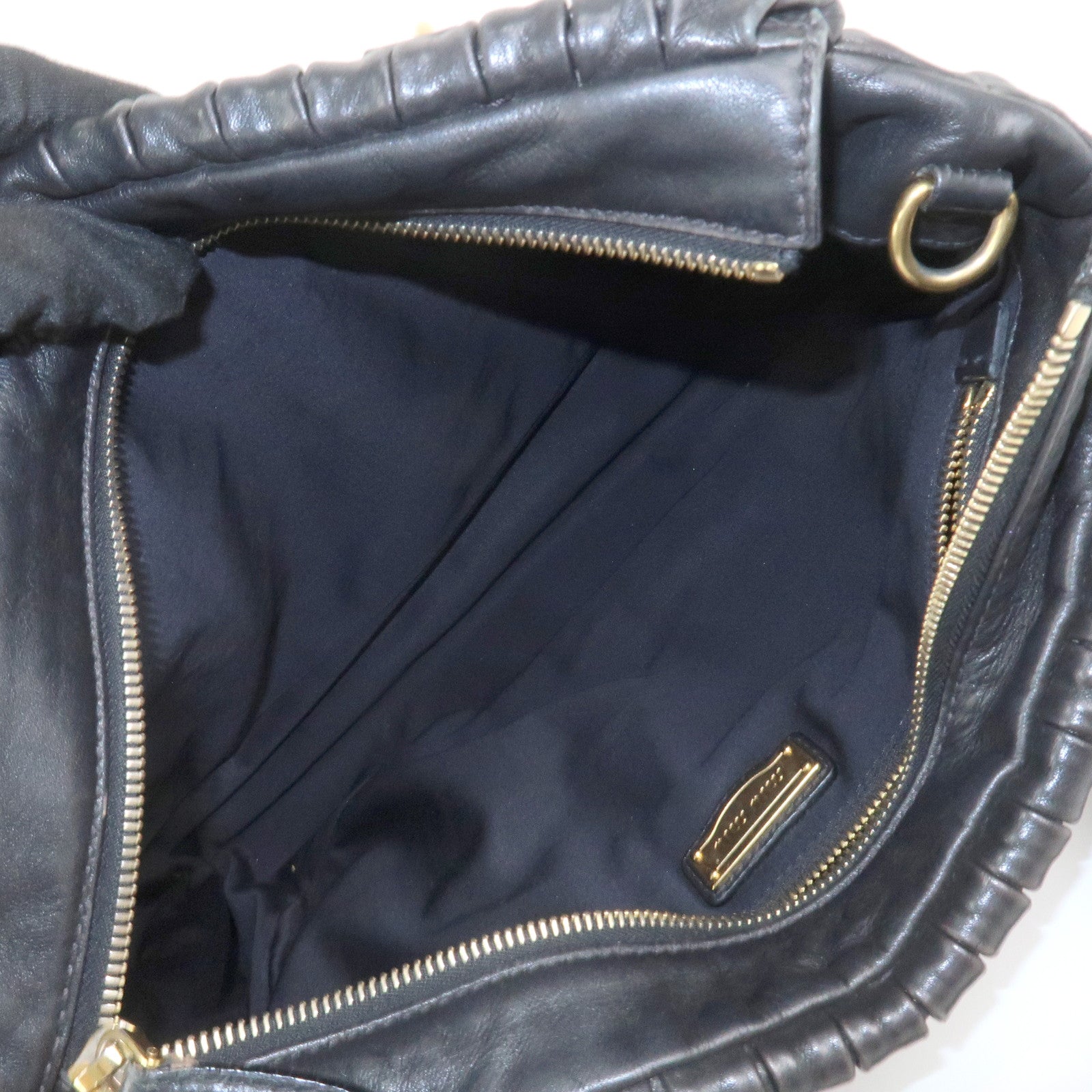 MIU MIU Leather 2Way Bag Hand Bag Shoulder Bag Black