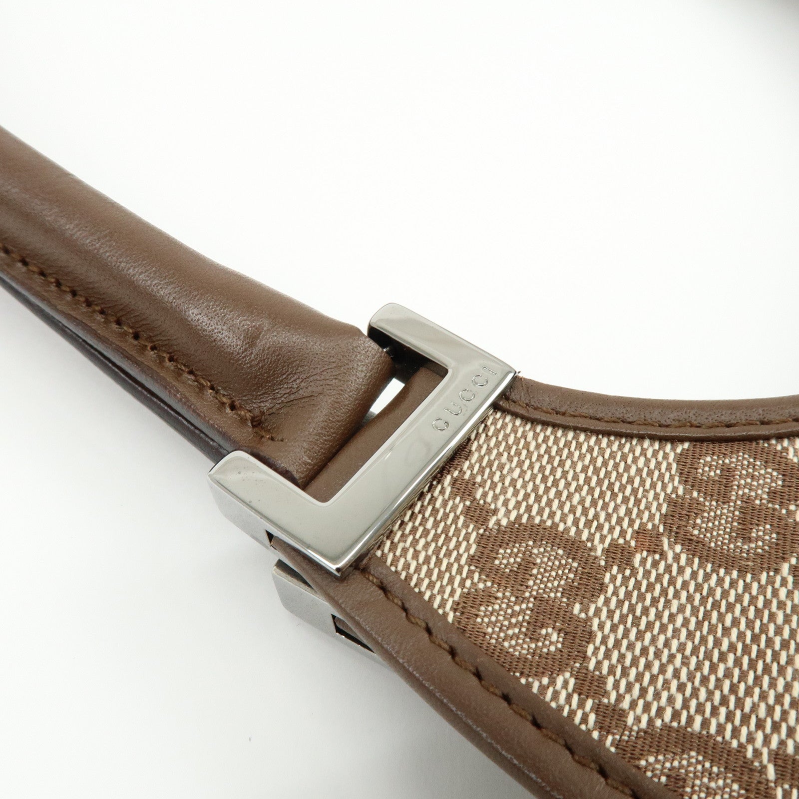 GUCCI Jackie GG Canvas Leather Shoulder Bag Hand Bag Brown 002.1067
