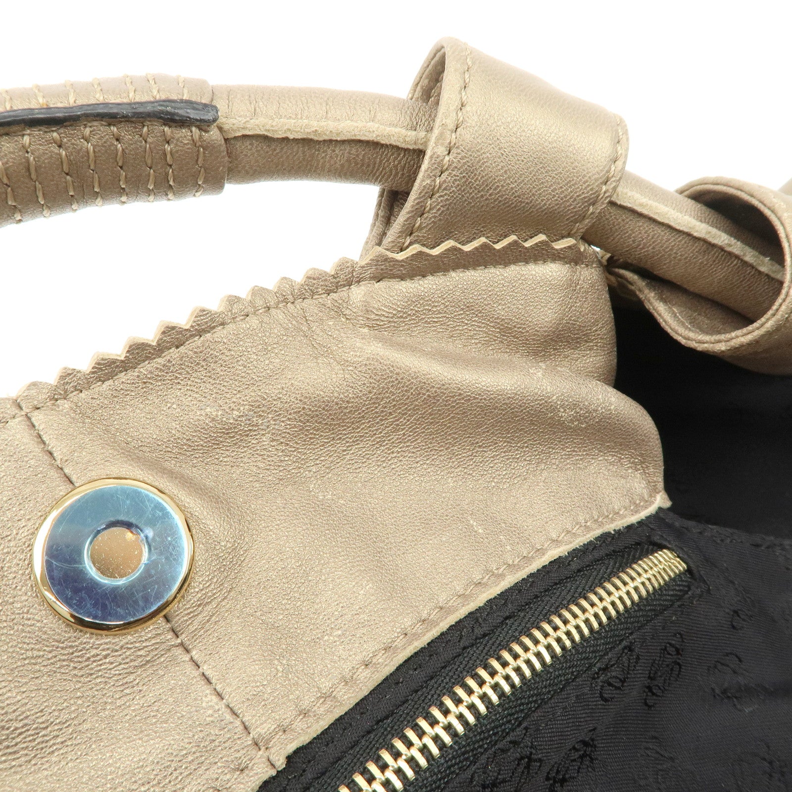 LOEWE Anagram Leather Nappa Aire Hand Bag Tote Bag Gold Used