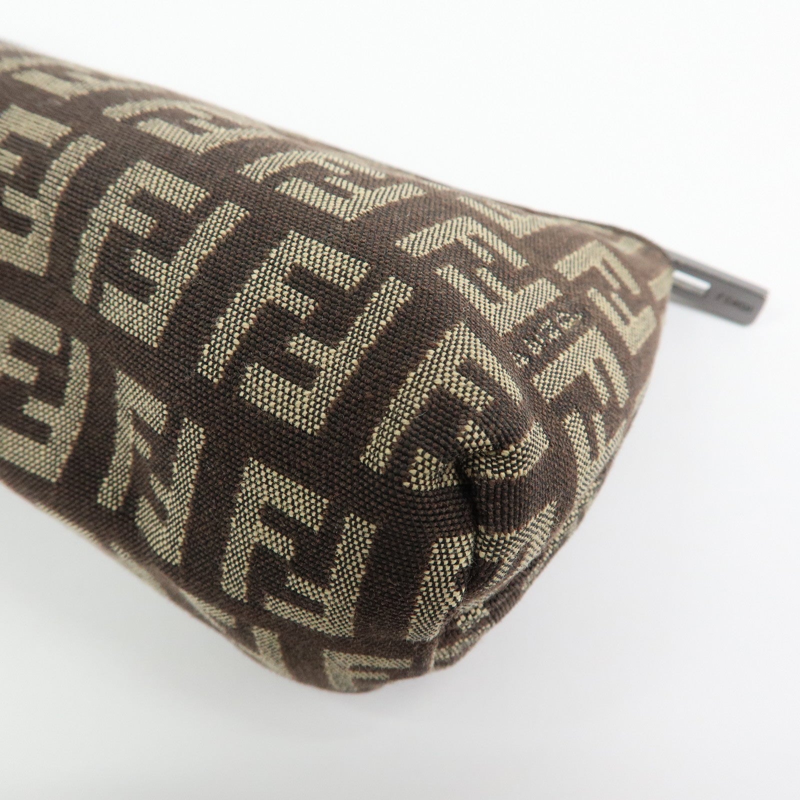 FENDI Zucchino Canvas Leather Mini Pouch Brown 7N0037