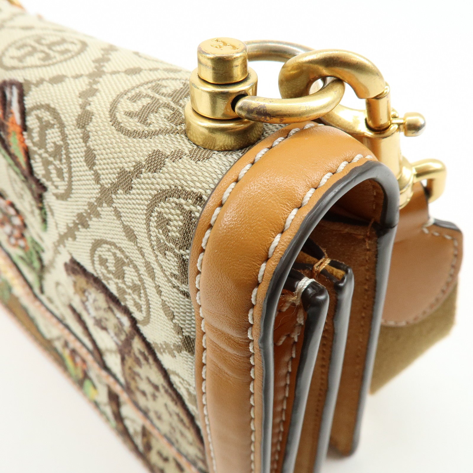 TORY BURCH T Monogram Jacquard Leather Shoulder Bag Leopard Beige