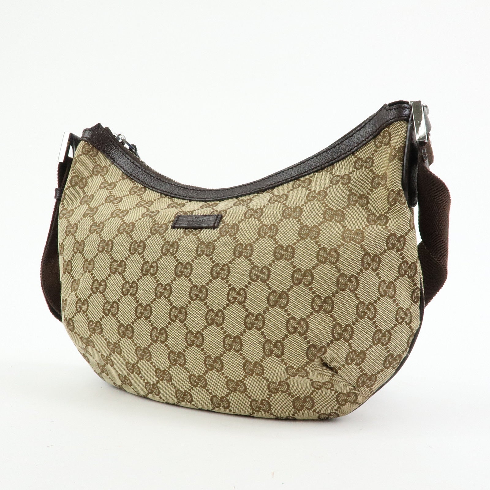 GUCCI GG Canvas Leather Shoulder Bag Crossbody Bag Beige 181092