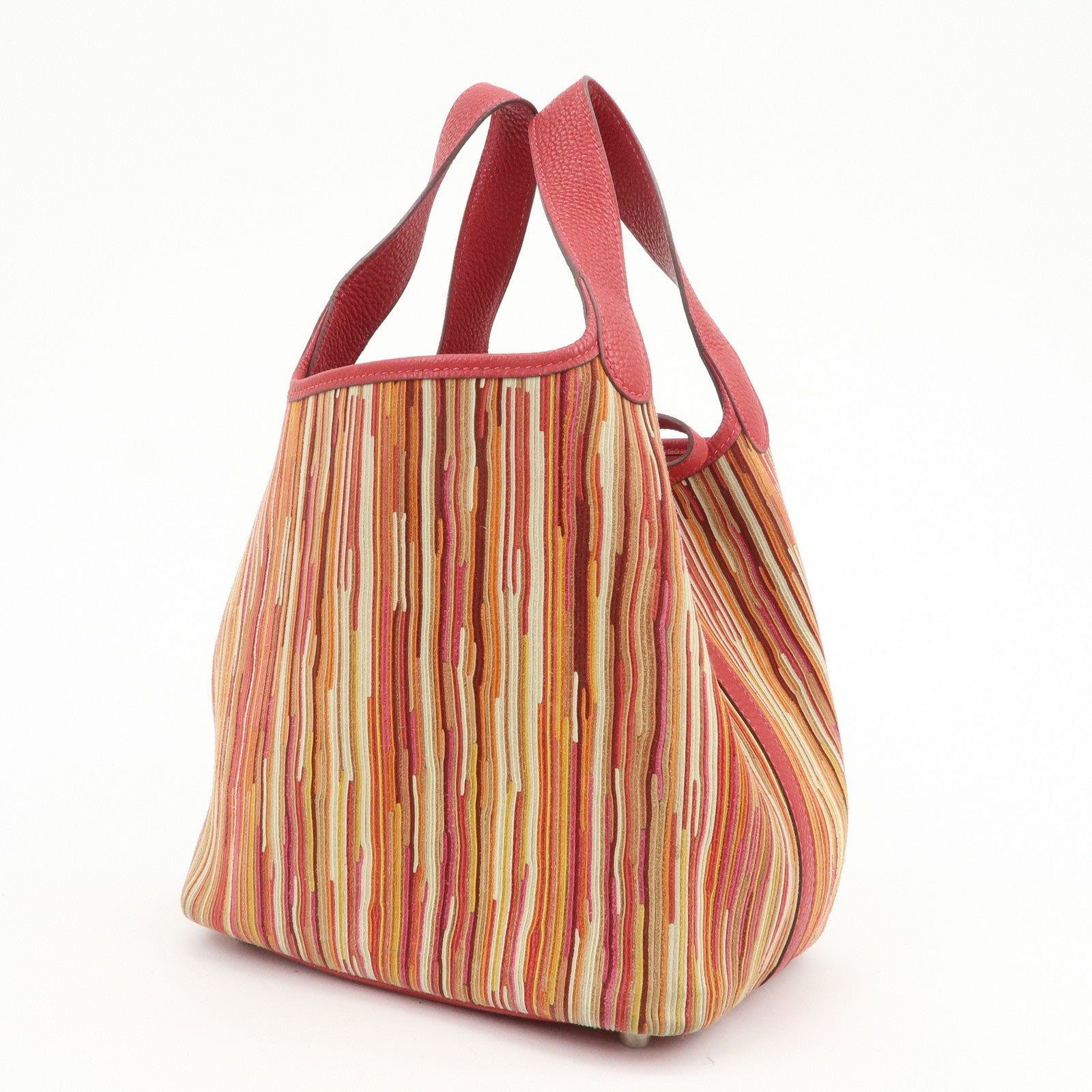 HERMES Deauville Vibrato Picotin Lock PM O Stamped Hand Bag Red