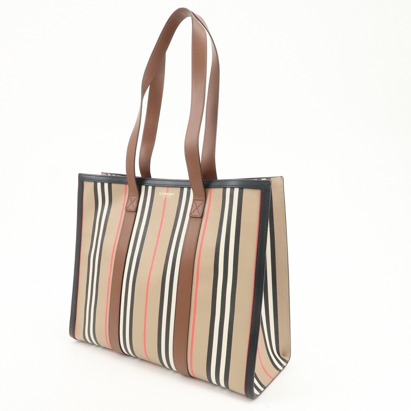 BURBERRY PVC Leather Tote Bag Shoulder Bag Beige Brown