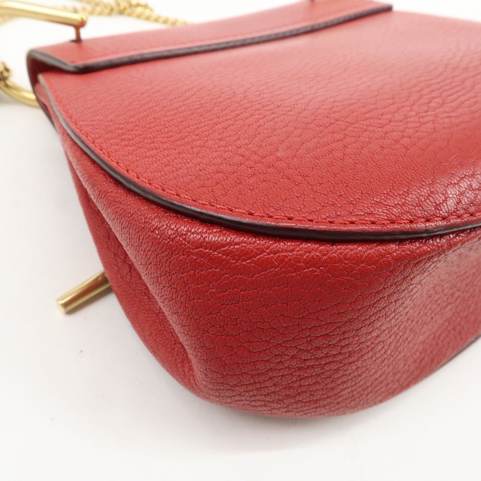 Chloe Drew Leather Chain Shoulder Bag Crossbody Bag Red