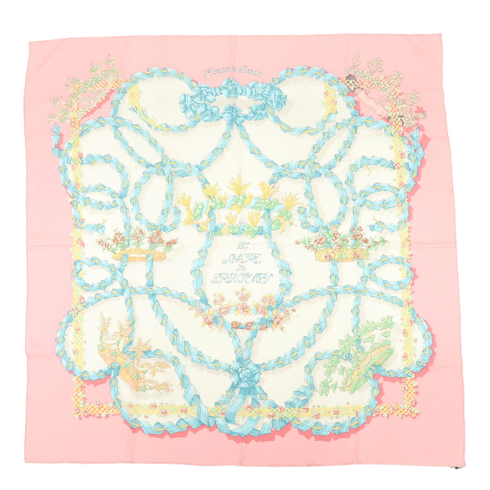 HERMES Carre 90 Silk 100% Scarf Le Sacre du Printemps Pink White