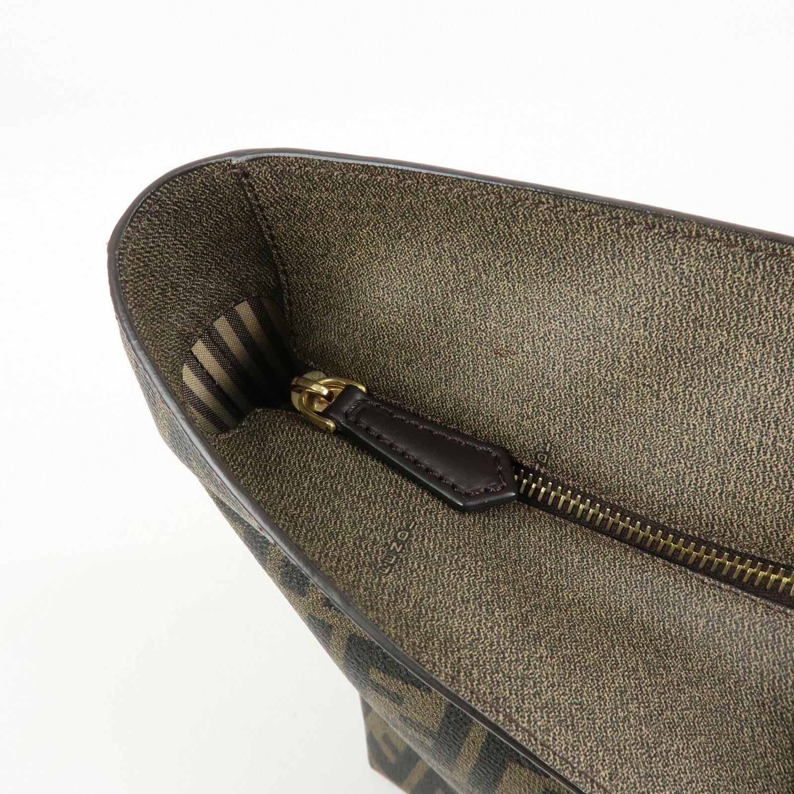 FENDI Zucca Canvas PVC Leather Tote Bag Shoulder Bag Brown 8BH185