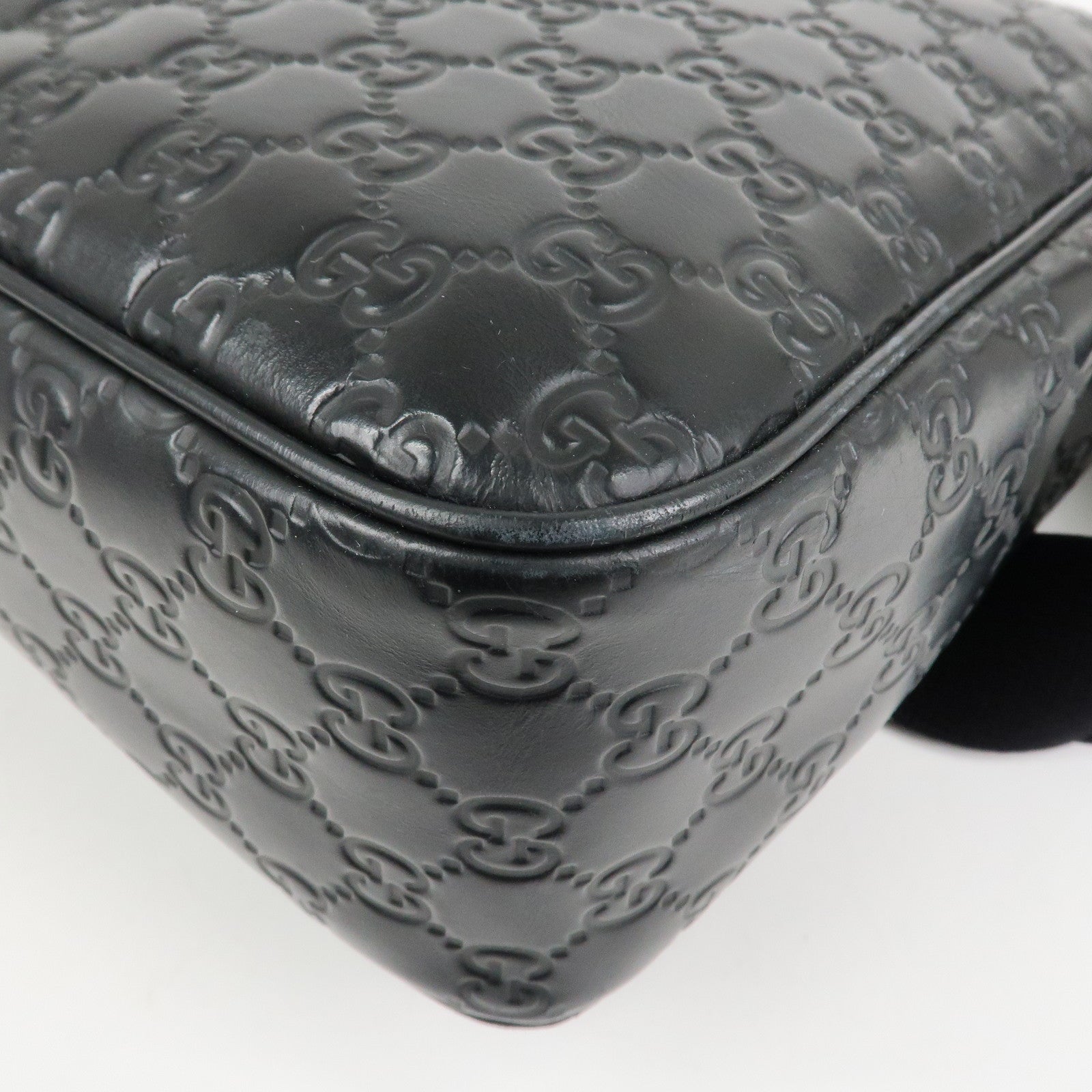 GUCCI Sherry Guccissima Leather Shoulder Bag Black 322080