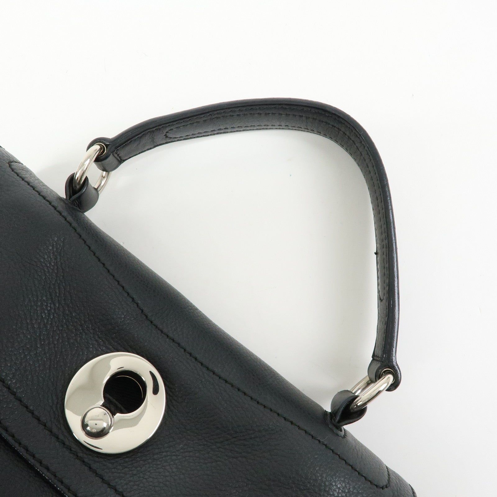 SAINT LAURENT PARIS Muse Two Leather Canvas 2WAY Bag Black 527411
