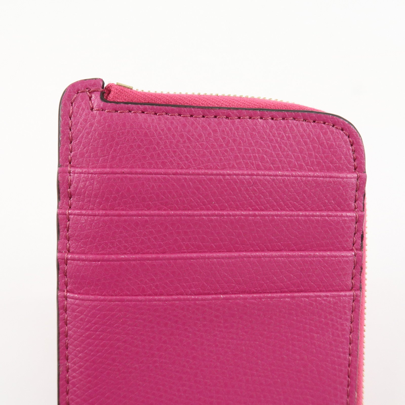 FENDI Peekaboo Leather Card Case Fragment Case Coin Case Pink 8M0489 Used