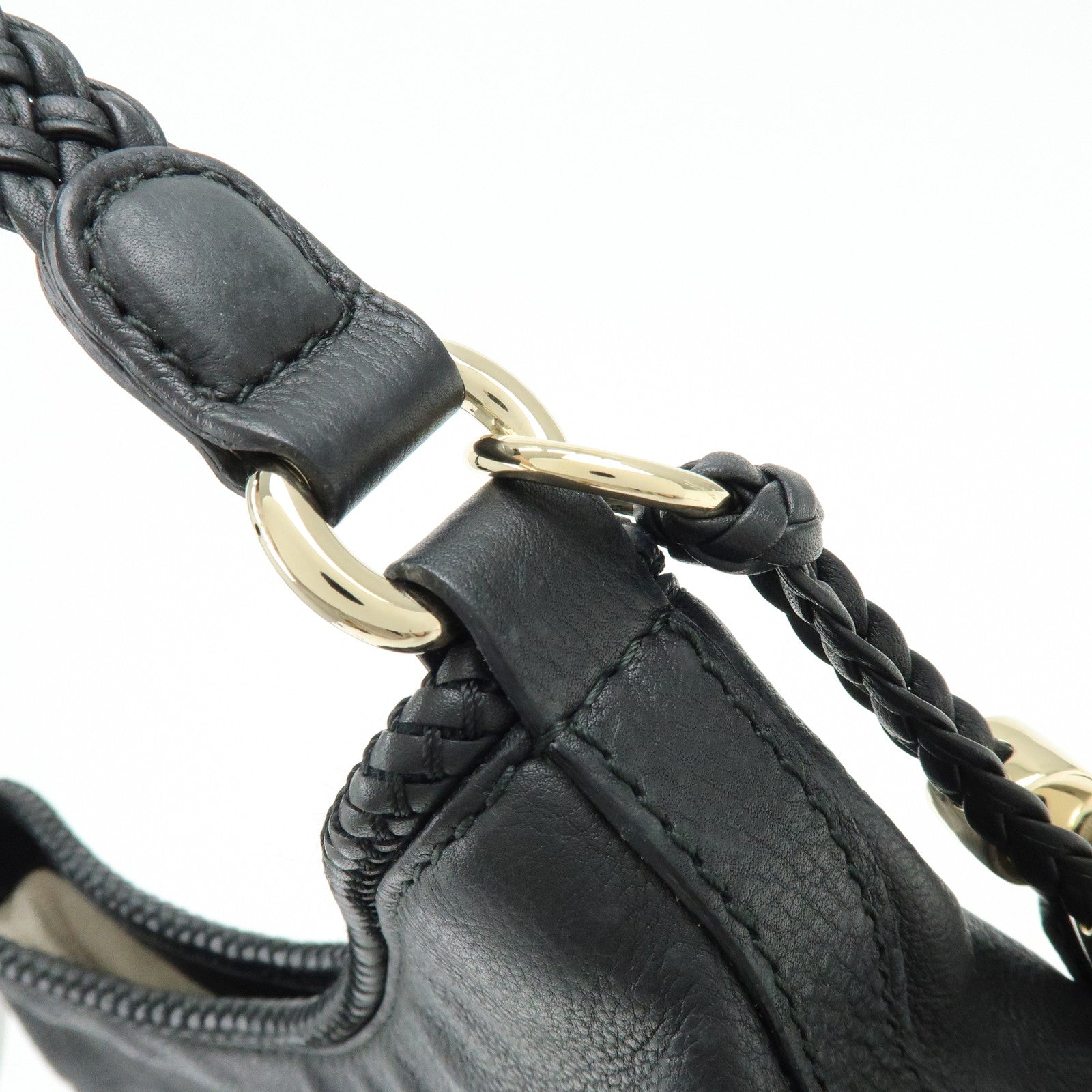 GUCCI Marrakech Leather Shoulder Bag Black 257026