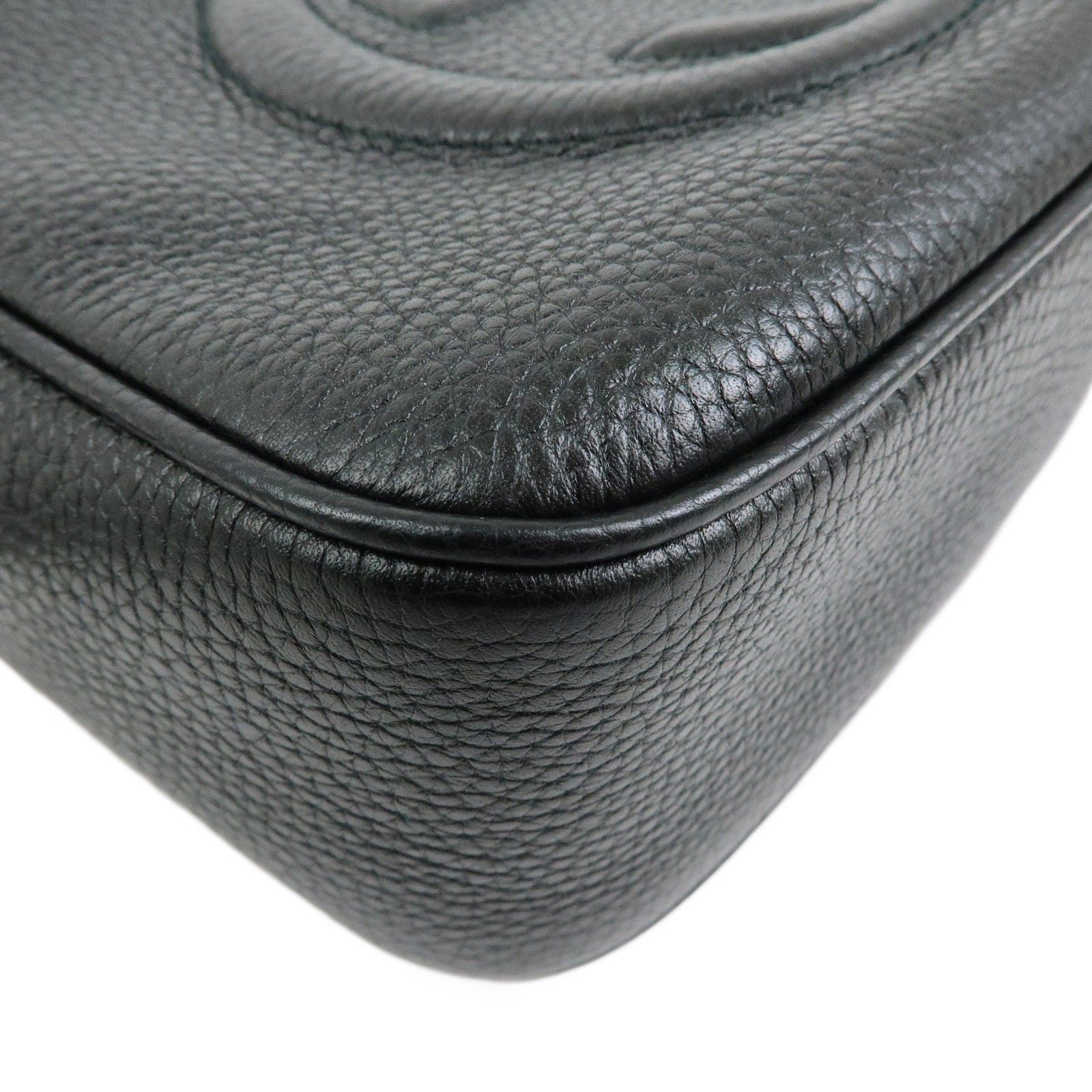 GUCCI SOHO Interlocking G Leahter Small Disco Bag Black 308364