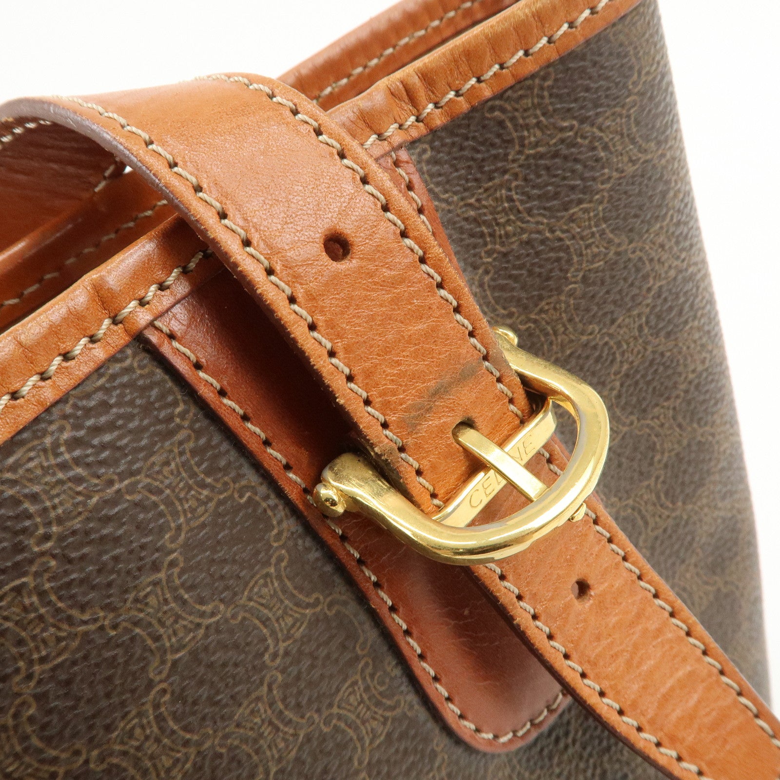 CELINE Macadam PVC Leather Tote Bag Shoulder Bag Brown