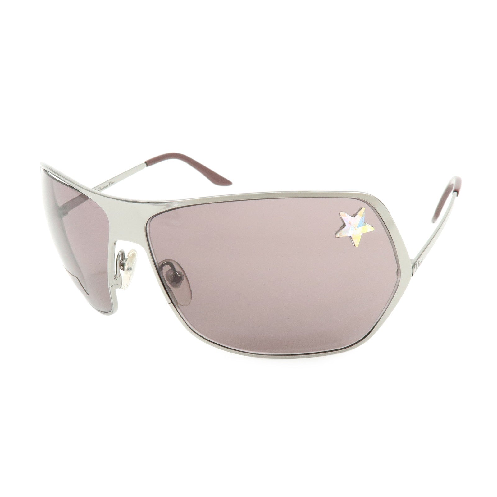 Christian Dior Plastic Metal Sunglasses Star Brown Sillver 6LBP7