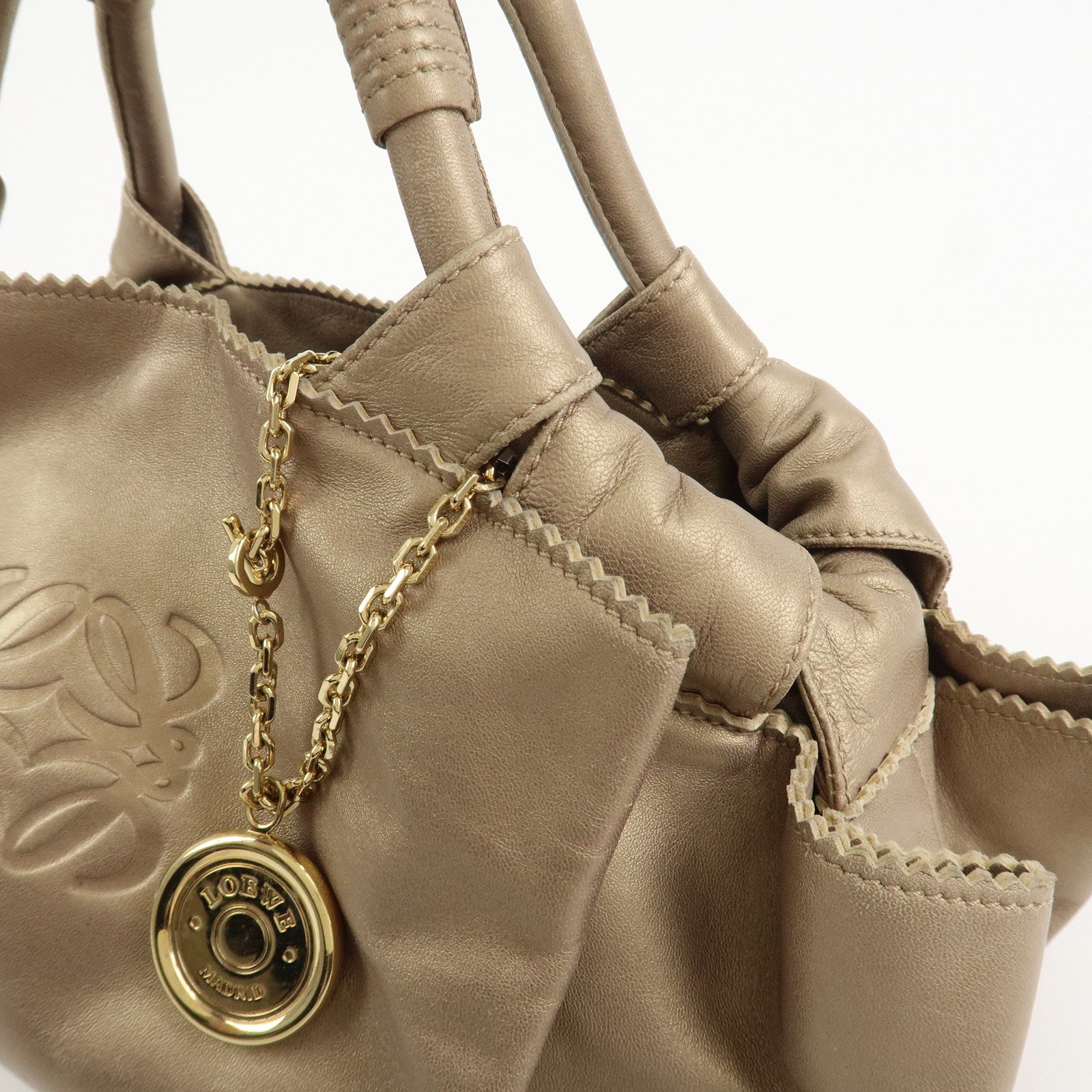 LOEWE Anagram Nappa Aire Leather Hand Bag Shoulder Bag Gold