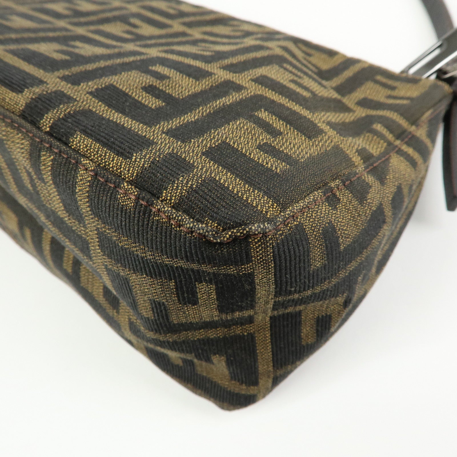 FENDI Zucca Canvas Leather Hand Bag Shoulder Bag Brown 8BR156